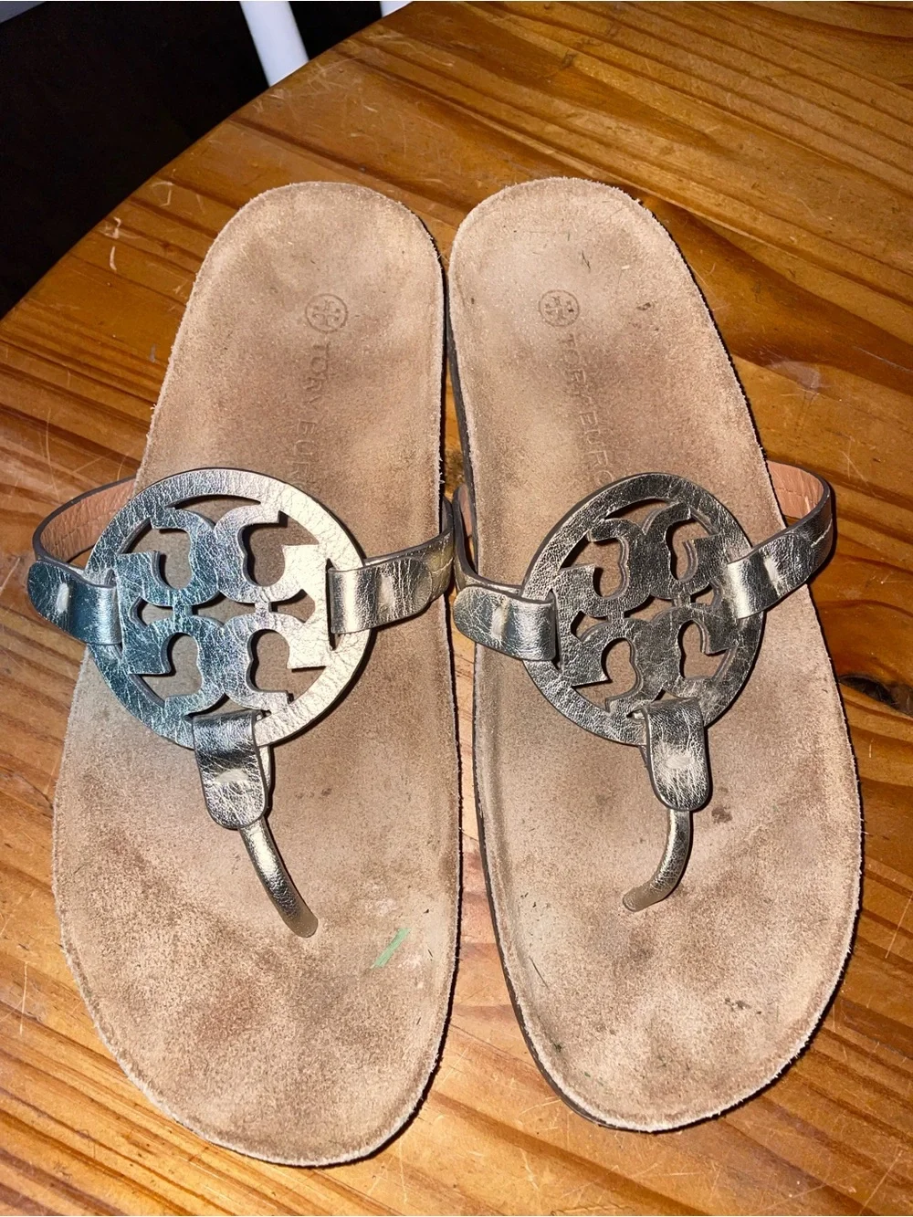 Tory Burch Miller Cloud Metallic Thong Sandals 9.5